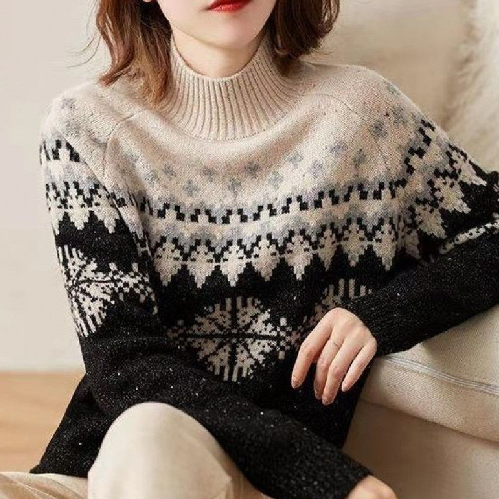 Winter Spring New Half Turtleneck Loose Sweater